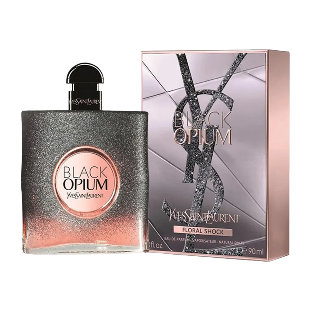 Black Opium Floral Shock By Yves Saint Laurent bottle with packaging