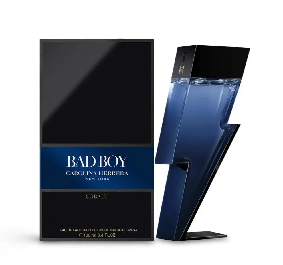Carolina Herrera Bad Boy Cobalt Parfum Electrique bottle with packaging