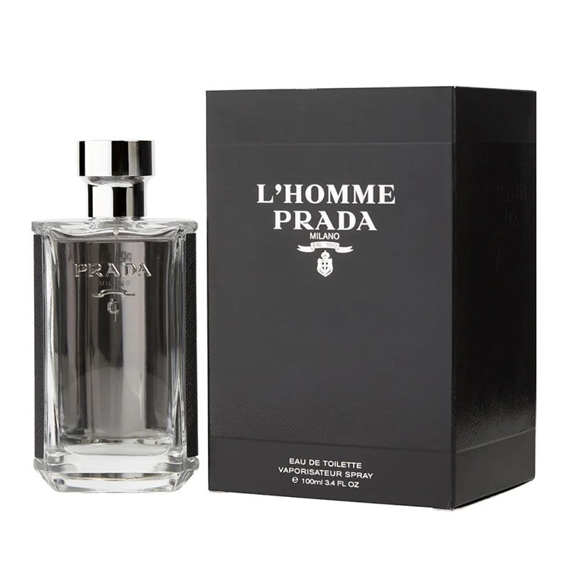 Prada L'Homme By Prada bottle with packaging