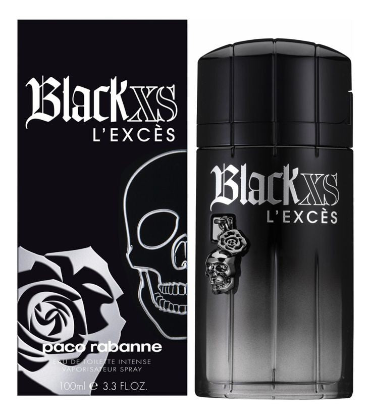 Black XS L'Excés bottle with packaging