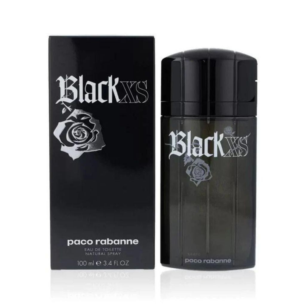 Black XS Eau de toilette bottle with packaging