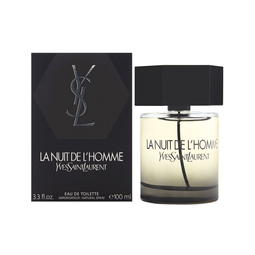 La Nuit De L'Homme Eau de toilette bottle with packaging