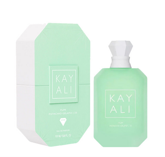 Kayali Yum Pistachio Gelato 33 bottle with packaging