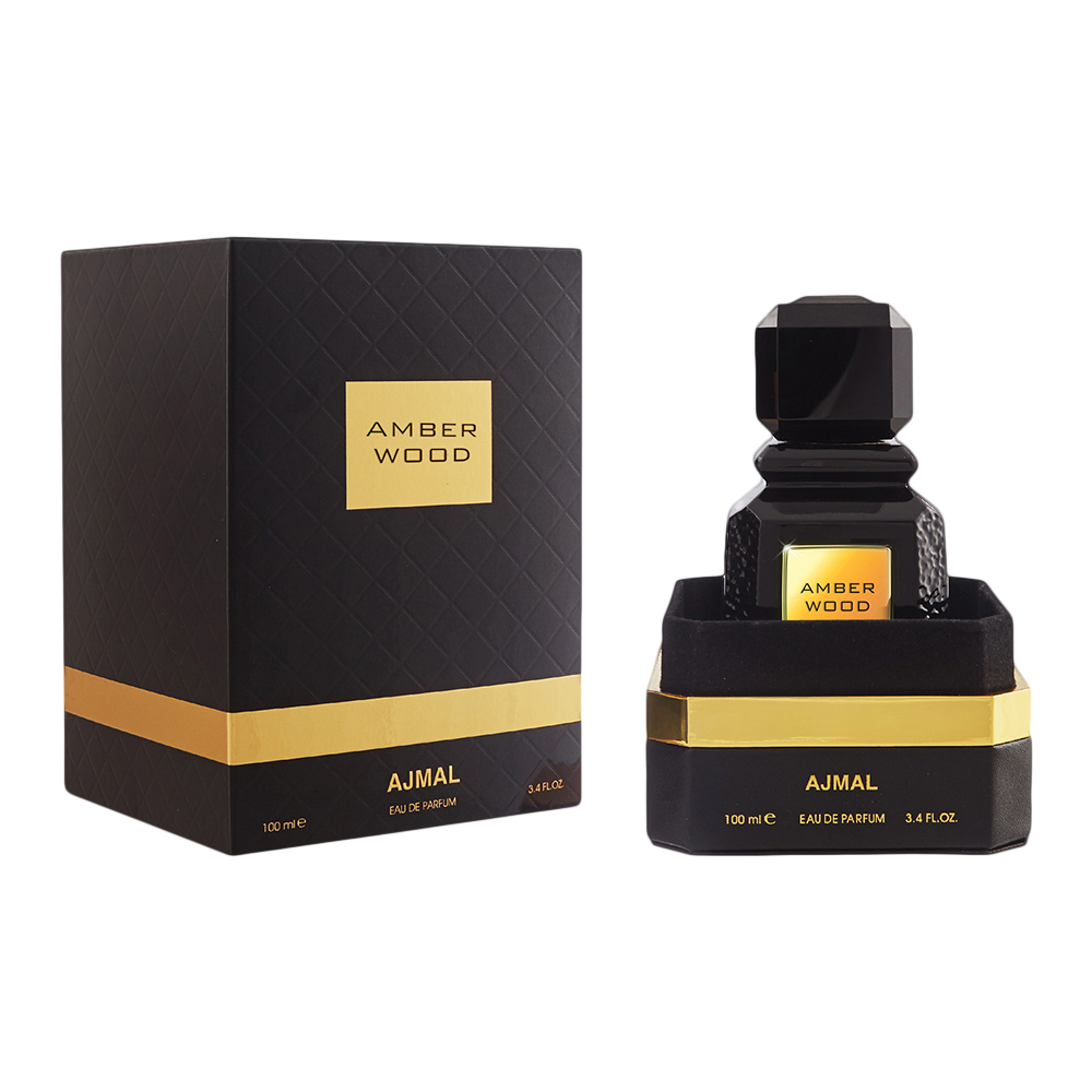 Ajmal Amber Wood bottle with packaging