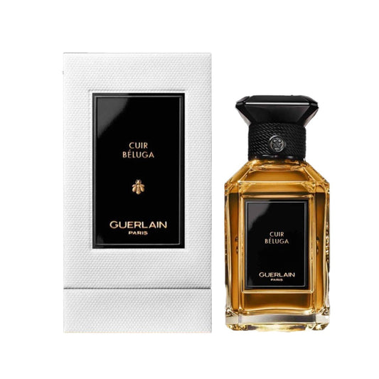 Guerlain Cuir Beluga bottle with packaging
