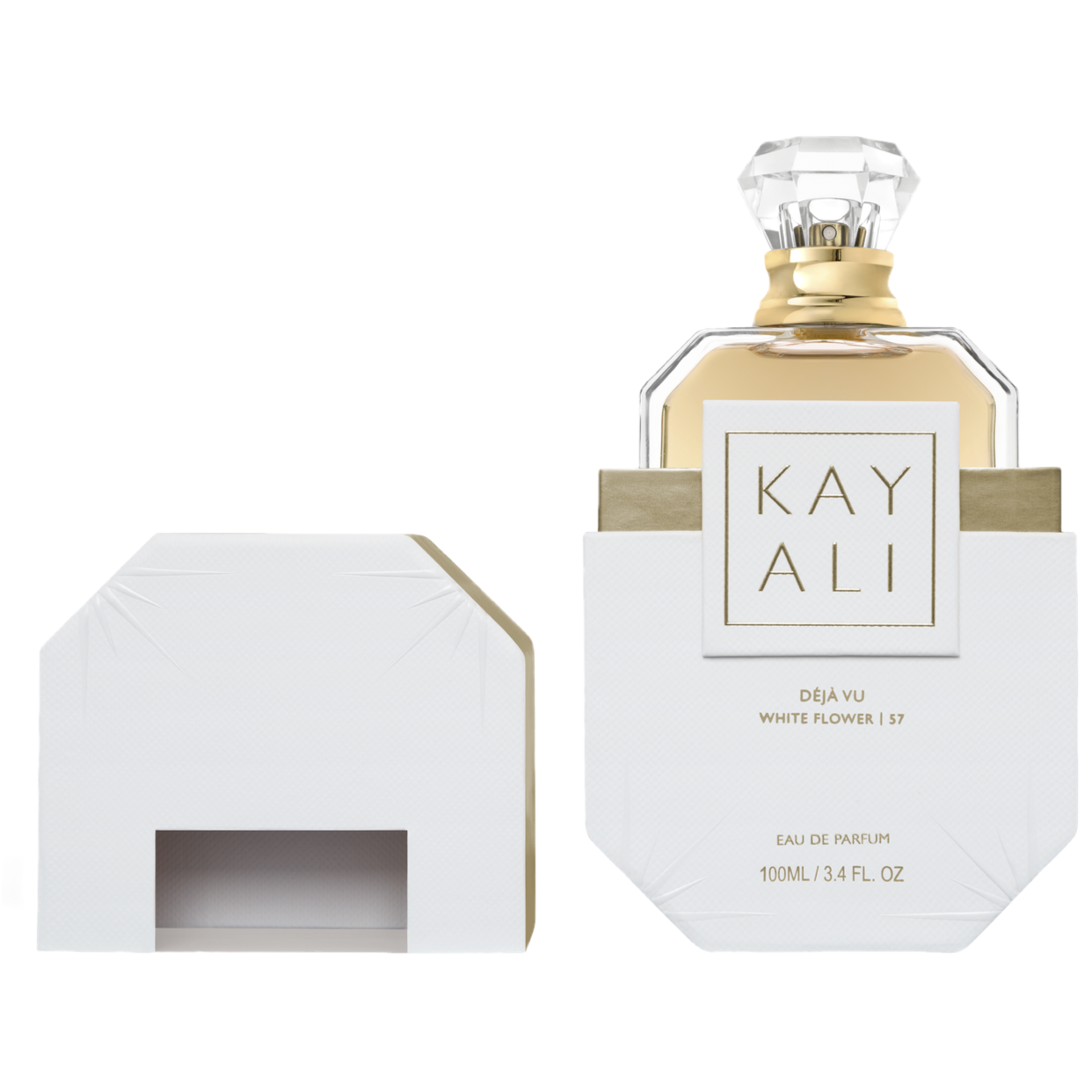 Kayali Déjà Vu White Flower 57 bottle with packaging