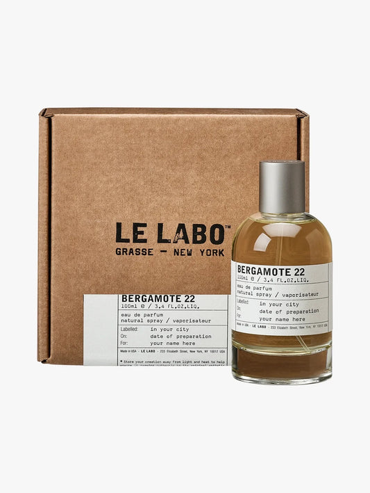 Le Labo Bergamote 22 Eau De Parfum bottle with packaging