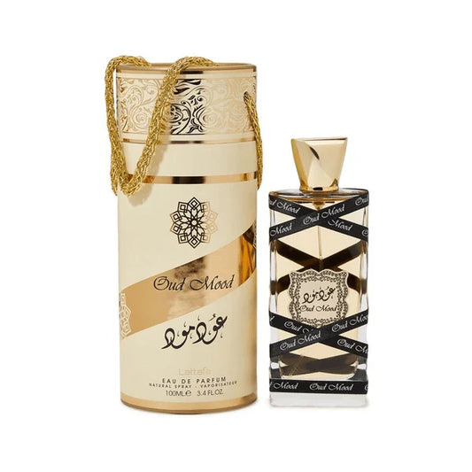 Oud Mood By Lattafa bottle with packaging