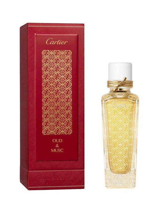 Cartier Oud & Musc bottle with packaging