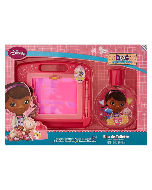 The Doc McStuffins Gift Set bottle with packaging