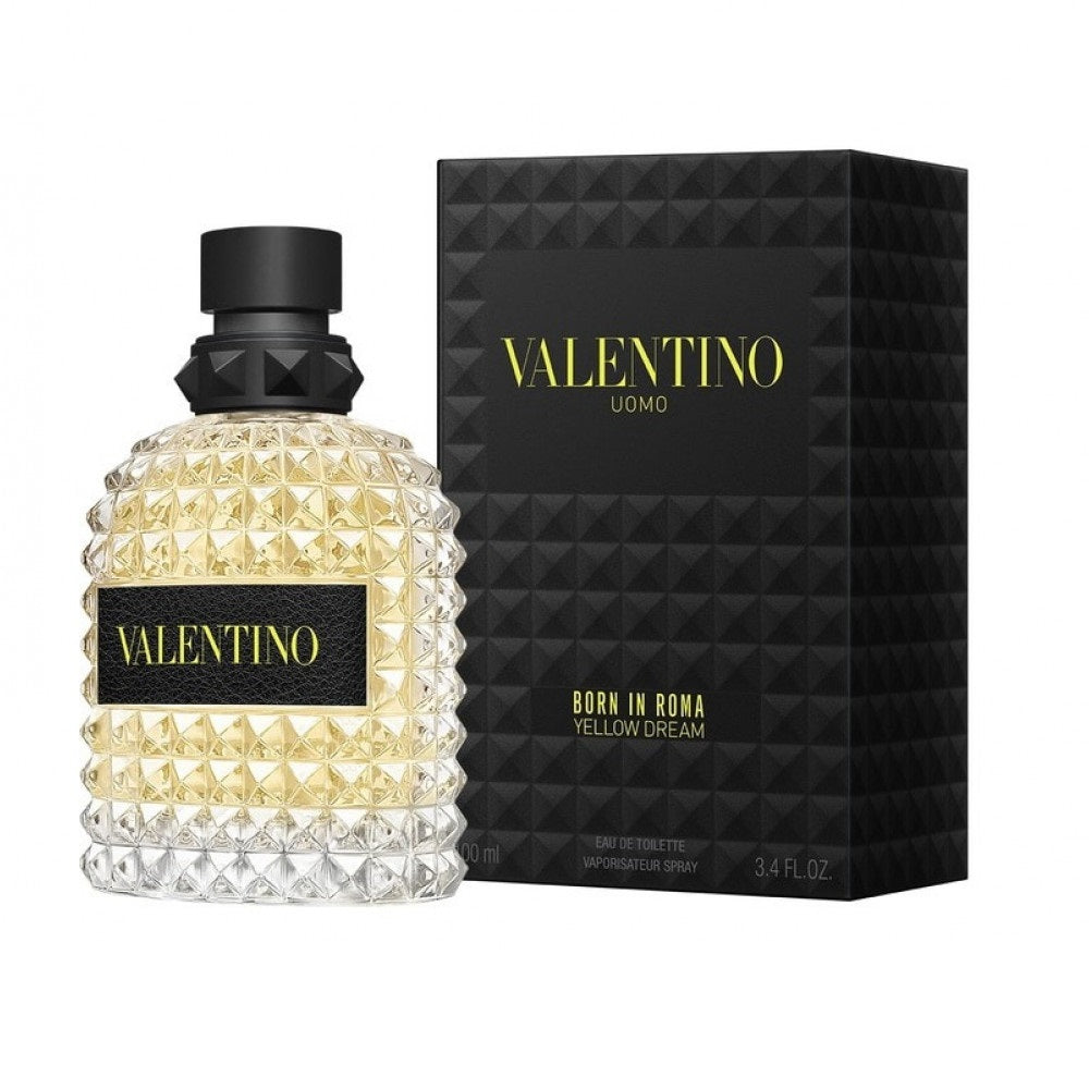Valentino Uomo Born In Roma Yellow Dream Eau De Toilette bottle with packaging