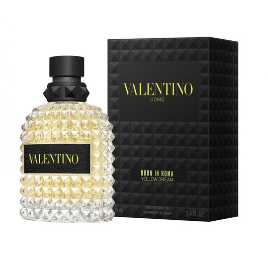 Valentino Uomo Born In Roma Yellow Dream Eau De Toilette bottle with packaging