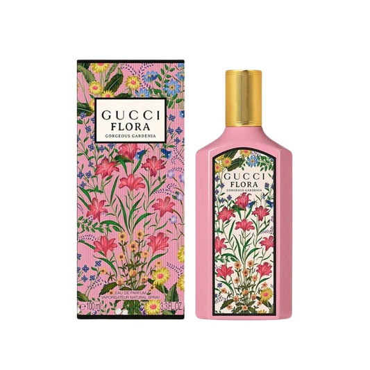 Gucci Flora Gorgeous Gardenia Eau de Parfum bottle with packaging